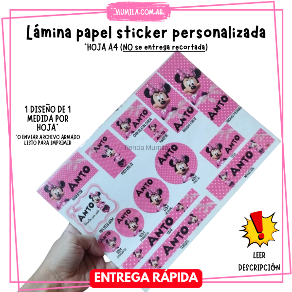 Producto - Lámina Sticker Personalizada Tiempo de entrega RÁPIDA
