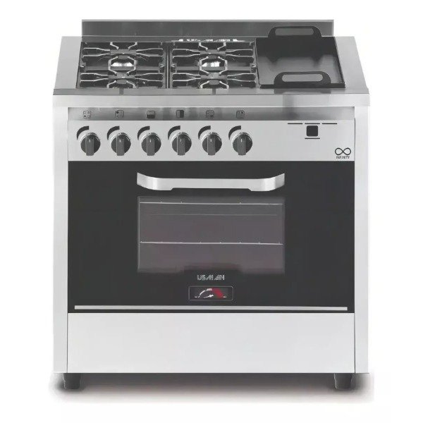 Producto - Cocina Industrial Usman Compact 4 Hornallas + Plancha Color Acero Inox 4800