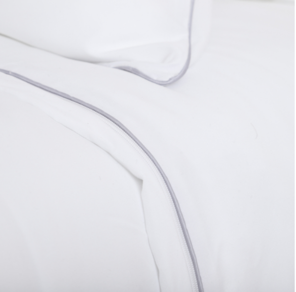 Producto - Funda de algodón y microfibra con vivo gris perla