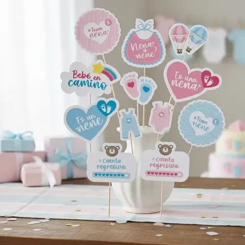 Producto - Pinches para fotos revelación de genero x 12 un props