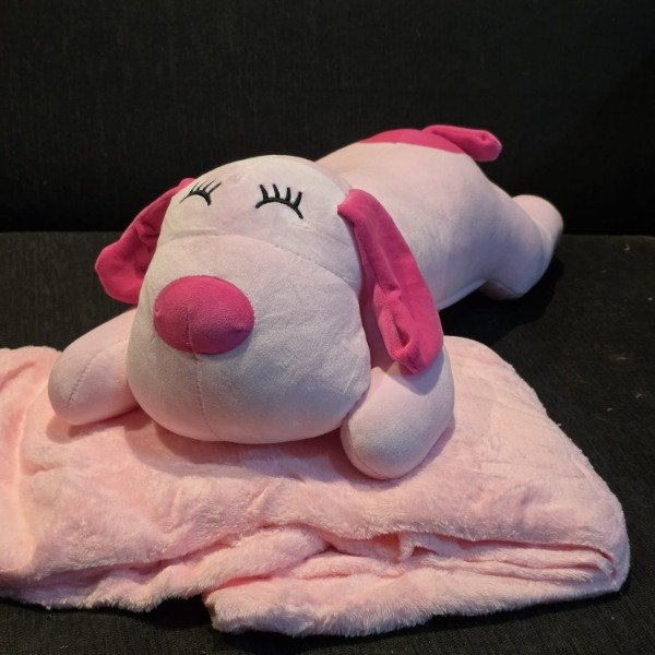 Producto - Peluche: Perro salchicha con manta (rosa) [63 cm]