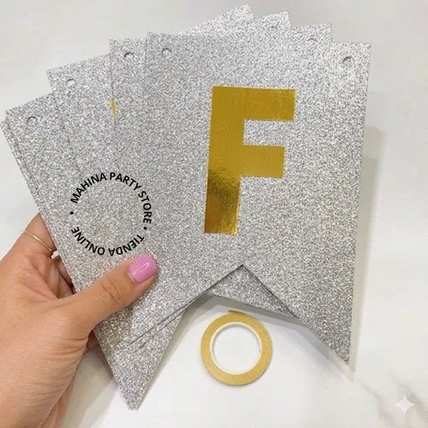 Producto - Banderin de cumpleaños plata glitter