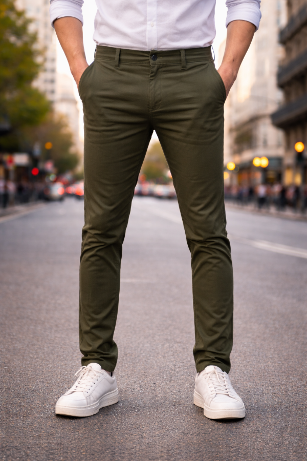 Producto - Pantalón Hombre de Gabardina Elastizado Chino - Verde