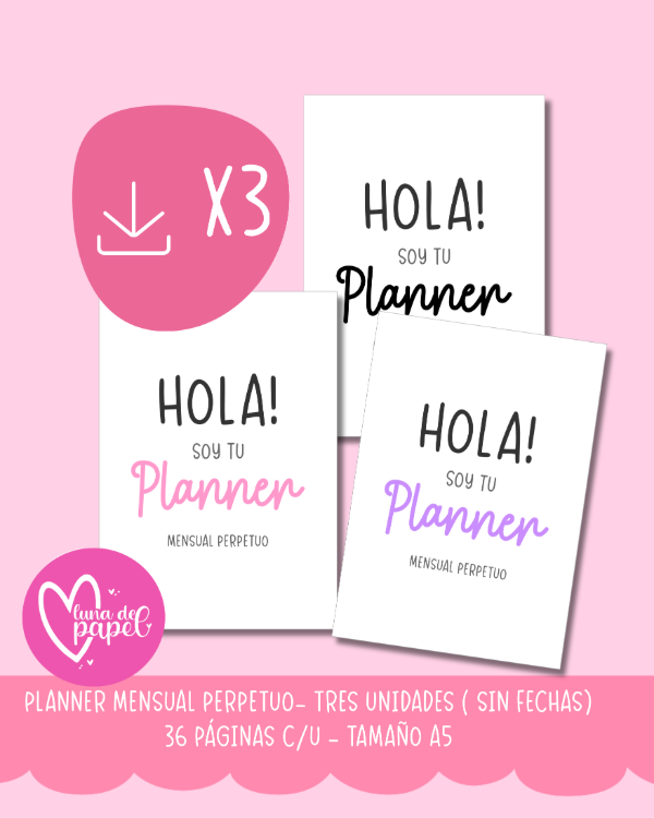 Producto - PLANNER MENSUAL PERPETUO - COMBO X 3