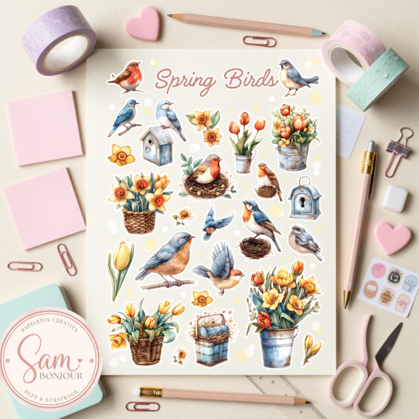 Producto - Plancha de sticker: Spring Birds