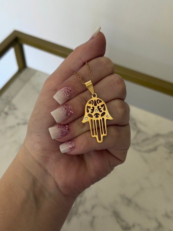 Producto - Cadena con dije FATIMA acero dorado