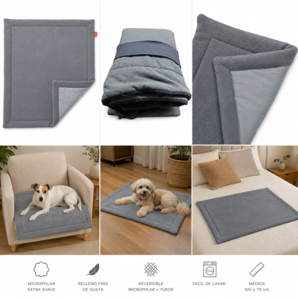 Producto - Manta Acolchada Reversible tusor y micropolar