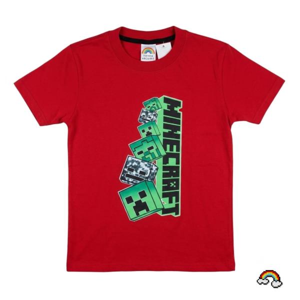 Producto - REMERA MANGA CORTA INFANTIL MINECRAFT CREEPERS RED T.14
