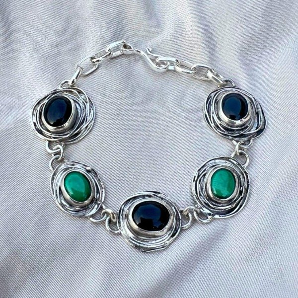 Producto - PULSERA DE ÓNIX NEGROS Y MALAQUITAS