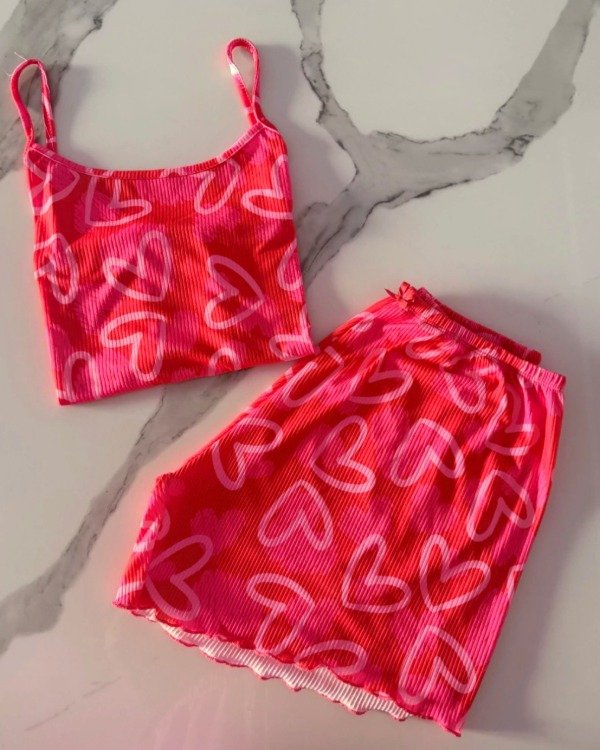 Producto - Pijama morley rulete rojo con corazones