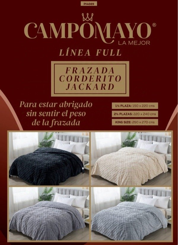 Producto - Frazada con corderito Jackard 2 Plazas 1/2