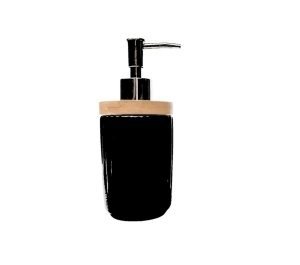 Producto - DISPENSER DE JABON NEGRO  TAPA DE BAMBOO