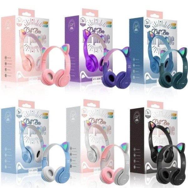 Producto - Auricular Vincha Inalámbrico Bluetooth Recargable USB Oreja De Gato P47M