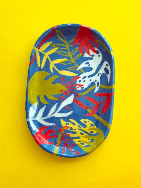 Producto - Bandeja Grande Hojas fondo azul