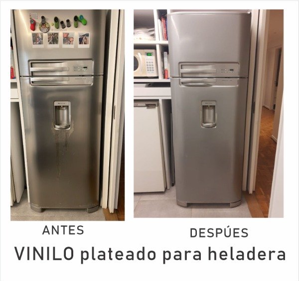 Producto - Vinilo plateado sobre heladera