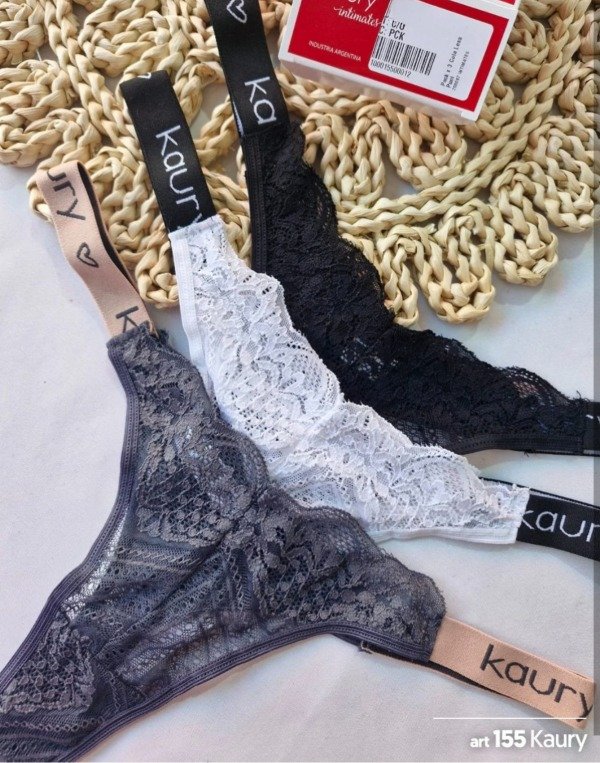 Producto - Art P155 Kaury Pack de 3 Colales corte v con encaje