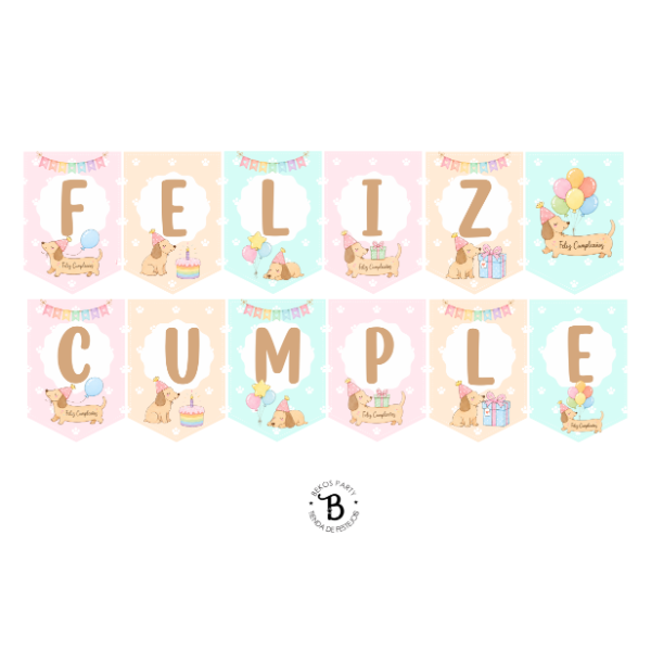 Producto - Banderin "Feliz Cumple" Perro Salchicha