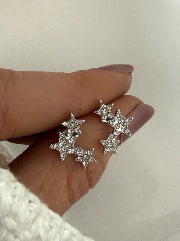 Producto - A1186 Aros estrella triple con strass