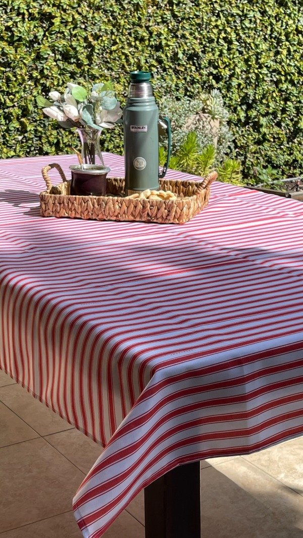 Producto - Mantel de Tela Rayas Rojas