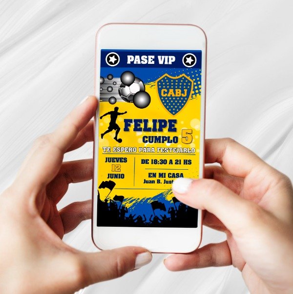 Producto - Invitación Tarjeta Digital Personalizada Boca Juniors Azul
