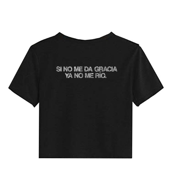Producto - Baby tee glitter Lali Si no me da gracia ya no me rio