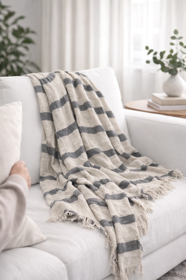 Producto - Manta Saona - Rayas Grises