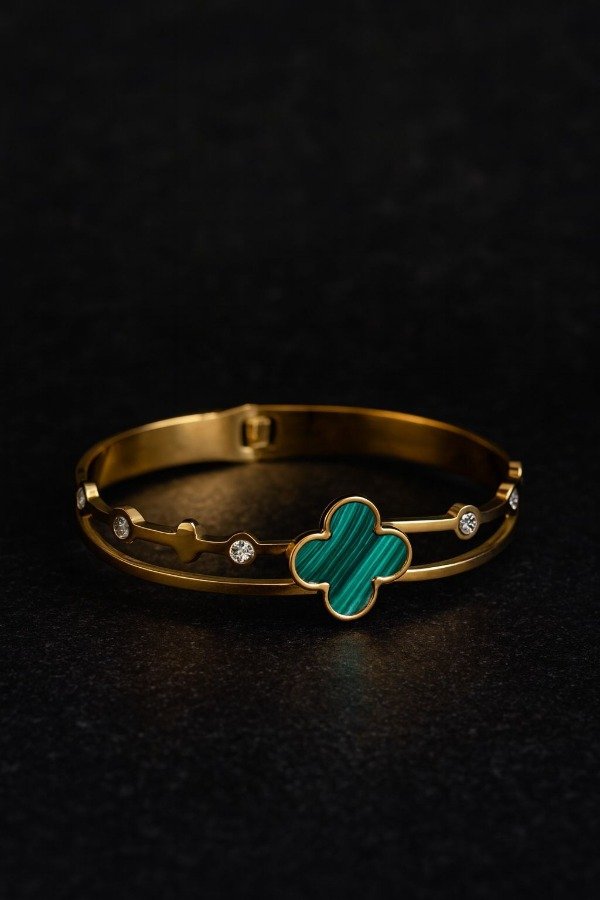 Producto - Esclava Trebol Acero Gold