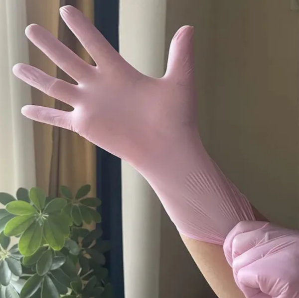 Producto - Guantes de nitrilo Talle M (rosas) X100U