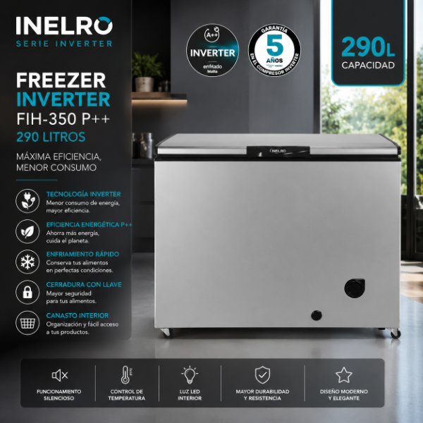 Producto - FREEZER HORIZONTAL INELRO FIH-350 290L A++ PLATEADO