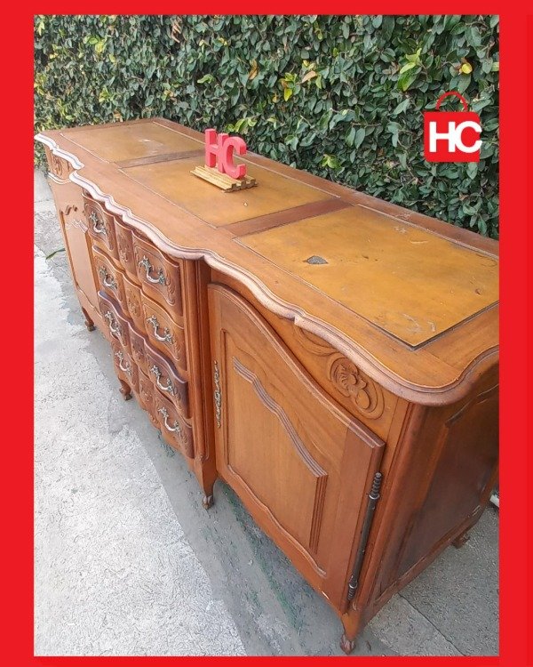 Producto - Gran bahiut vajillero antiguo estilo Francés Provenzal en madera maciza tallada - 3