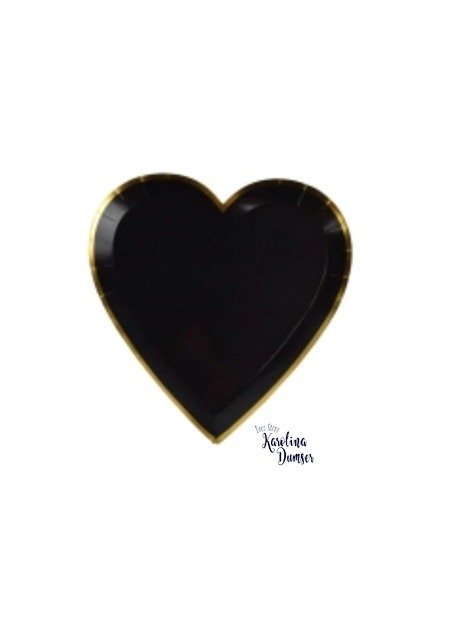 Producto - Plato de Polipapel Corazón Negro por 5 unid.
