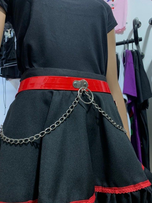 Producto - Cinto Rojo Argollas y Cadenas BBK