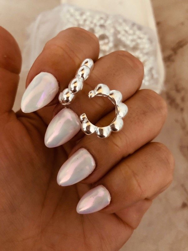 Producto - Cuff inflado Liso mix bolitas x PAR Plata