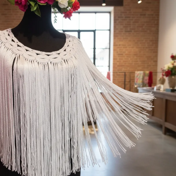 Producto - Flecos Circulares para Escote Blanco PRE VENTA