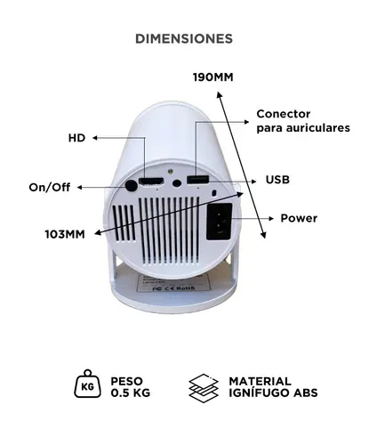 Producto - Mini Proyector 4500 LM Smart Wifi/BT 5.0 -Android 11 -HDMI/USB -control remoto - - 5