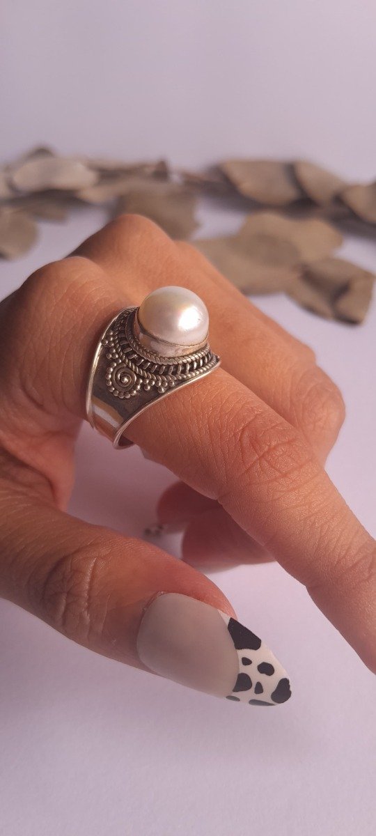 Producto - Anillo plata boho perla