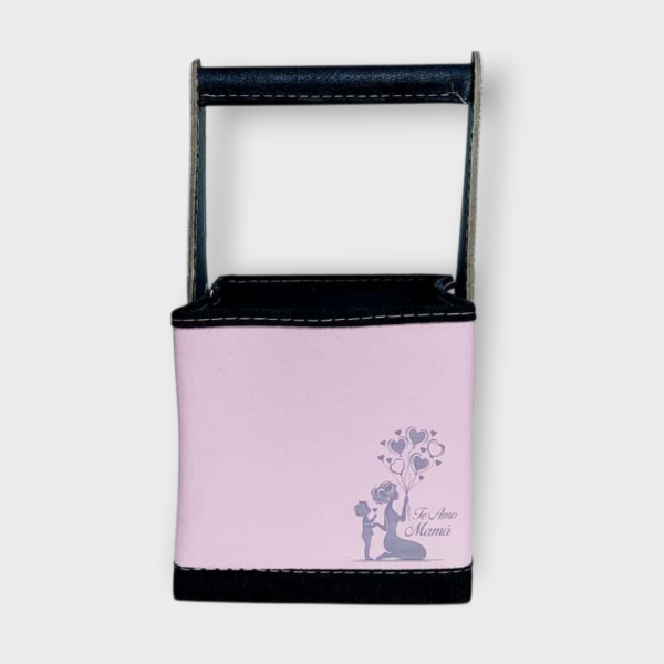 Producto - Canasto de cuerina Te amo Mamá Rosa