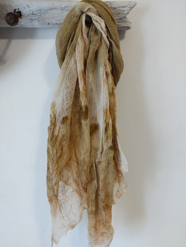 Producto - Chalina COTTON gasa algodón ECOPRINT VERDE