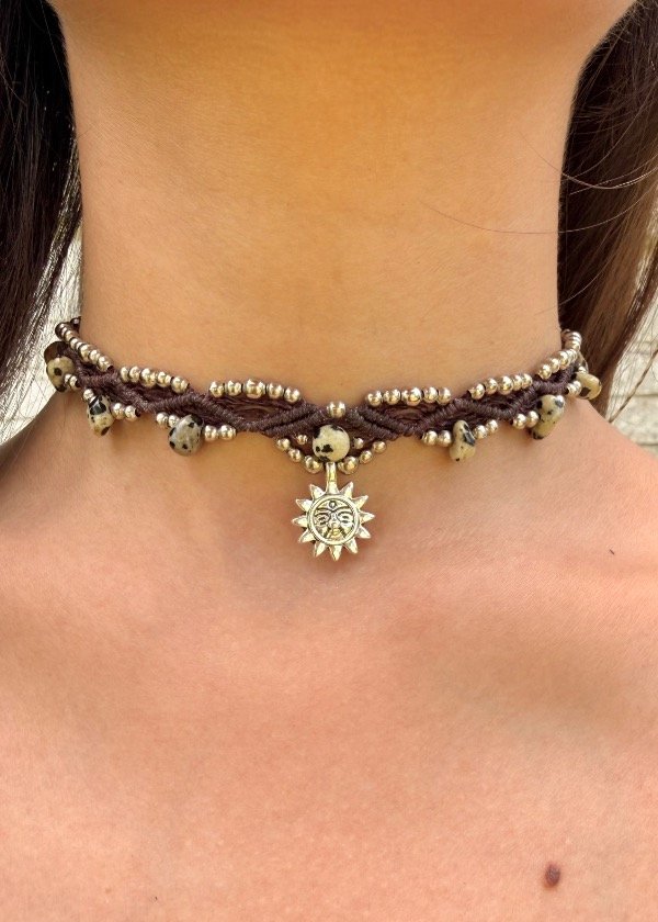 Producto - Collar Éter Jaspe Dálmata - plateado