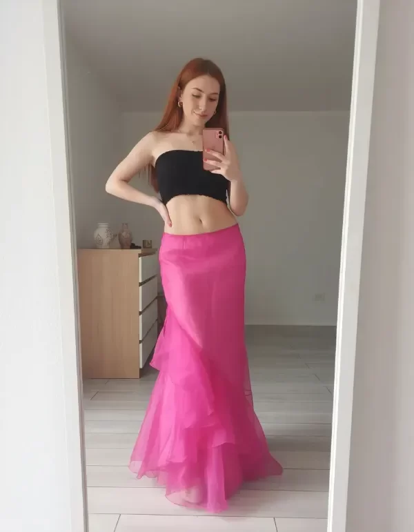 Producto - Pollera de organza con volados de fiesta corte sirena - 0