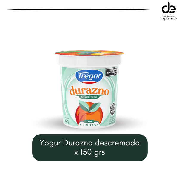 Producto - Yogur descremado Durazno x 150 Tregar