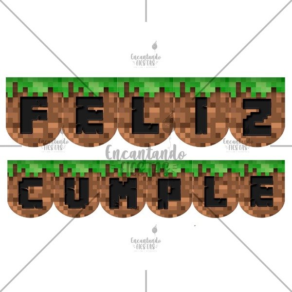 Producto - Banderin Feliz Cumple Minecraft Juego Guirnalda