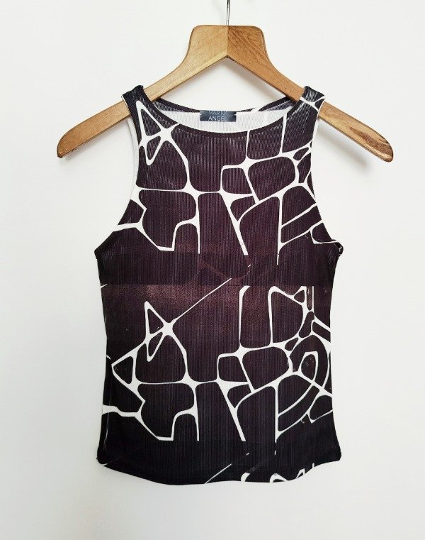 Producto - Musculosa Bote -estampa Orgánica en negro-