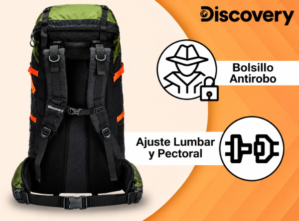 Producto - Mochila Campamento Trekking Discovery 75+5 Litros Color Verde SUPER PREMIUM! - 4