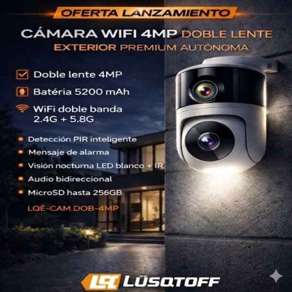 Producto - CAMARA WIFI EXTERIOR DOBLE 4MP LUQSTOFF