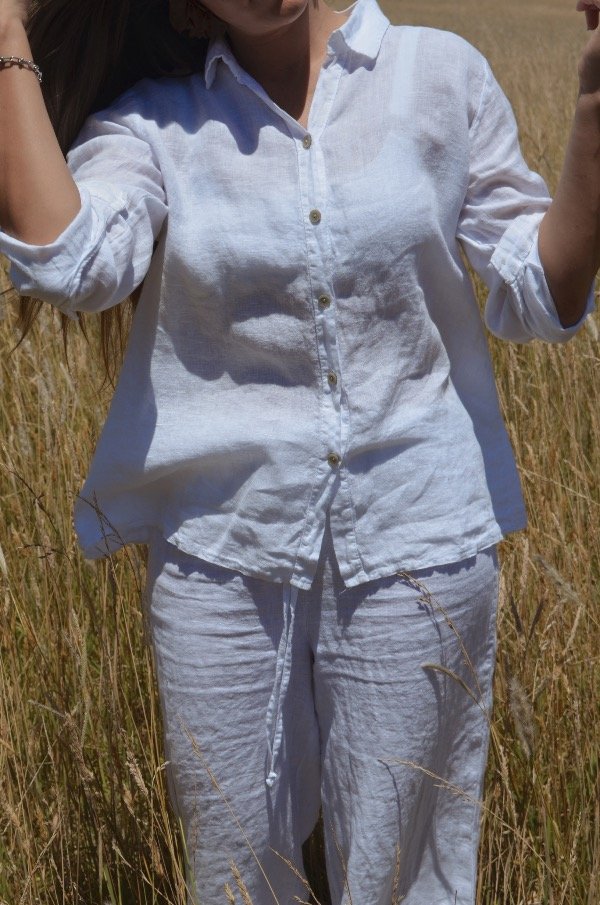 Producto - Camisa Azucena 100 Lino Blanco