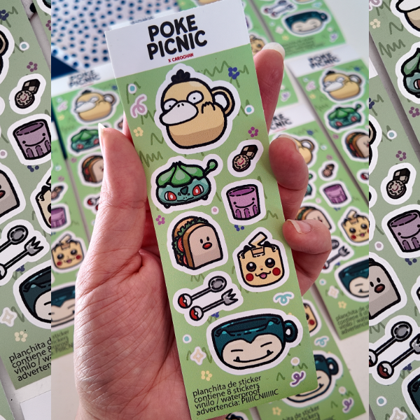 Producto - Plancha de sticker vinilo - Poké Picnic