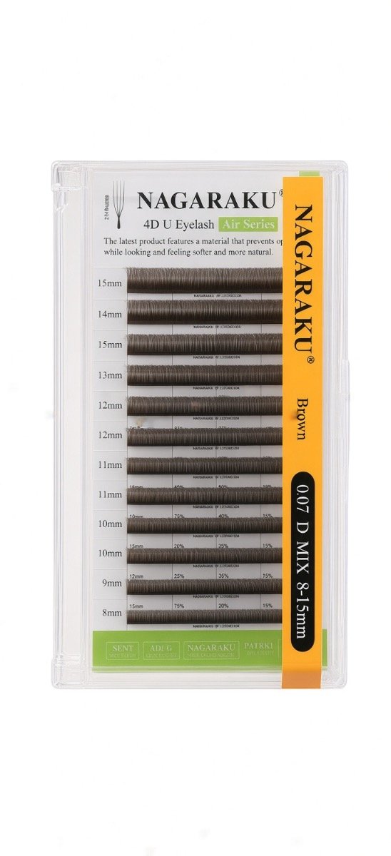 Producto - Pestañas tecnologicas Nagaraku 4D U mix(8-15mm) 0.07D MARRON #JUN-NG042