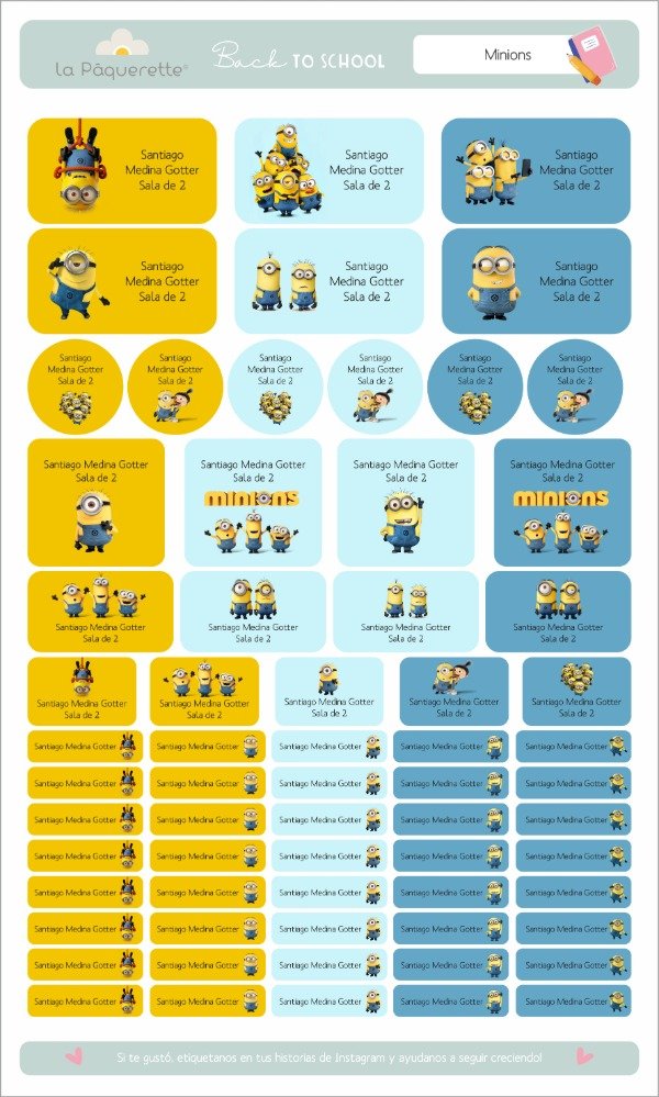 Producto - Etiquetas Escolares Minions