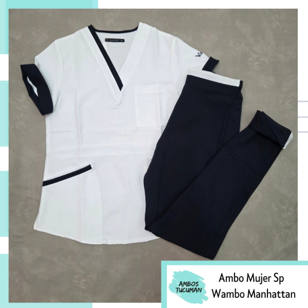 Producto - Ambo Blanco Pantalon Azul Spandex Manhattan